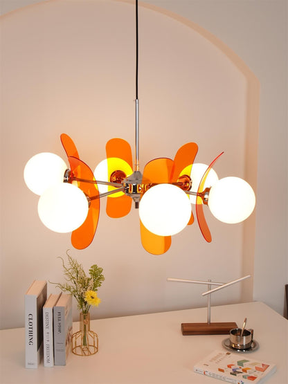 Phosphorescent Glass Arm Chandelier