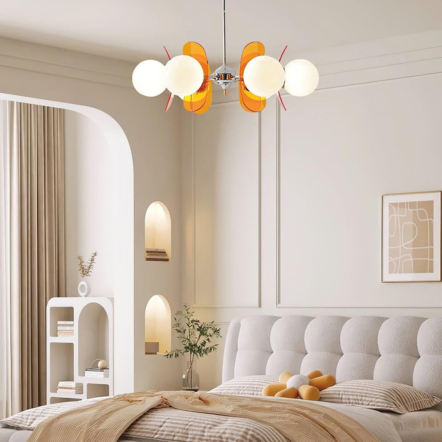 Phosphorescent Glass Arm Chandelier