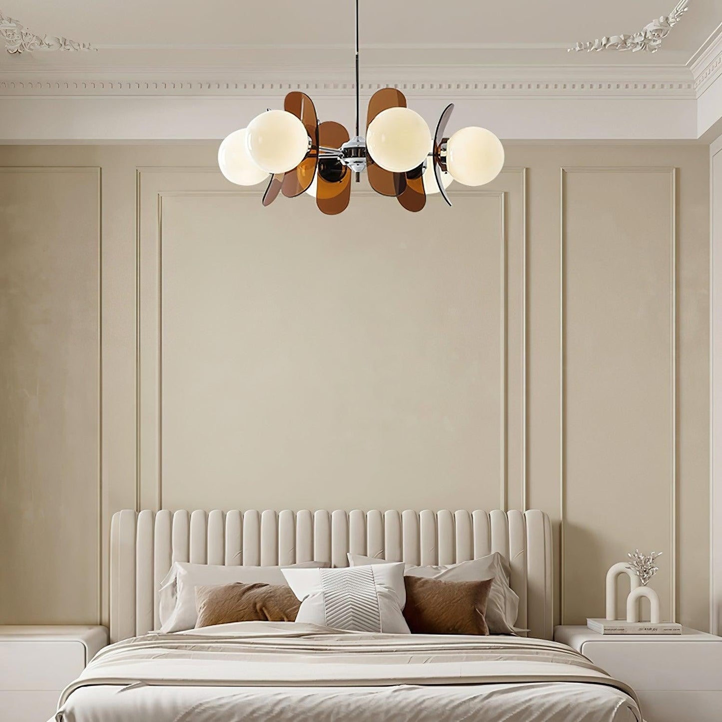 Phosphorescent Glass Arm Chandelier