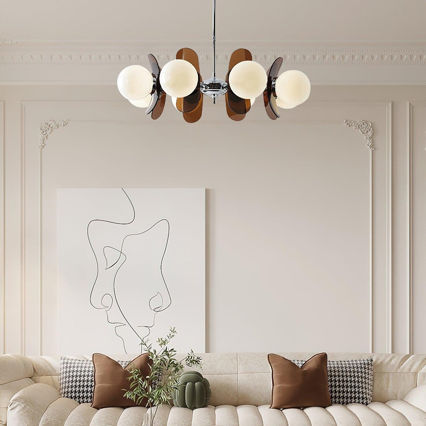 Phosphorescent Glass Arm Chandelier