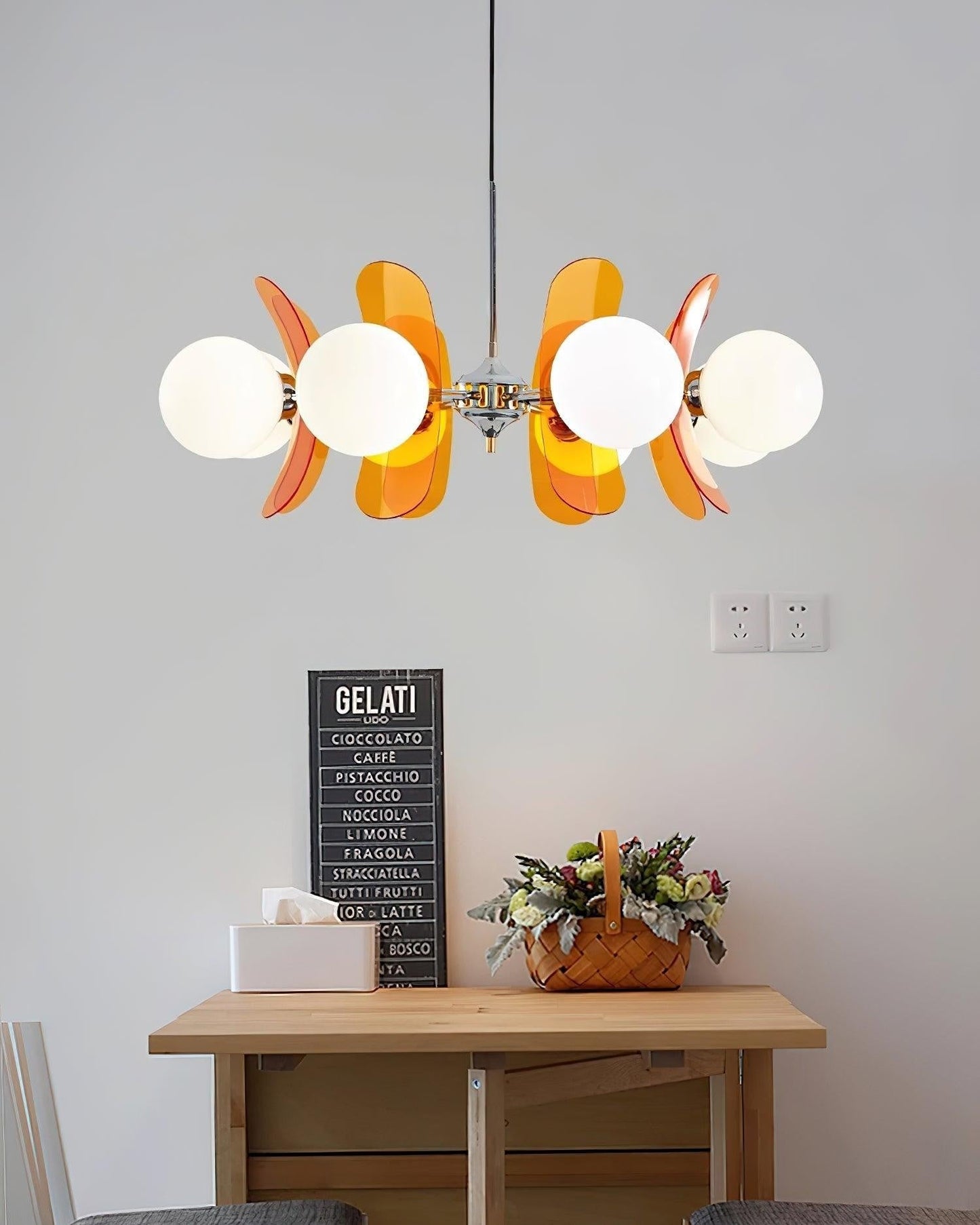 Phosphorescent Glass Arm Chandelier