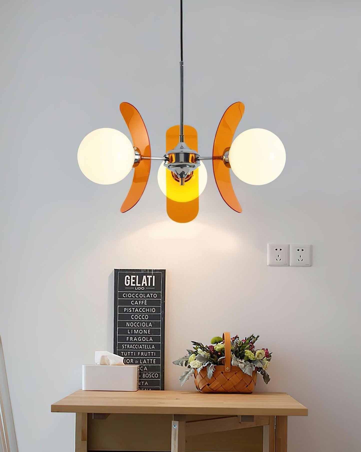 Phosphorescent Glass Arm Chandelier