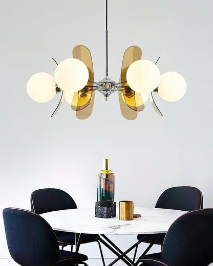 Phosphorescent Glass Arm Chandelier