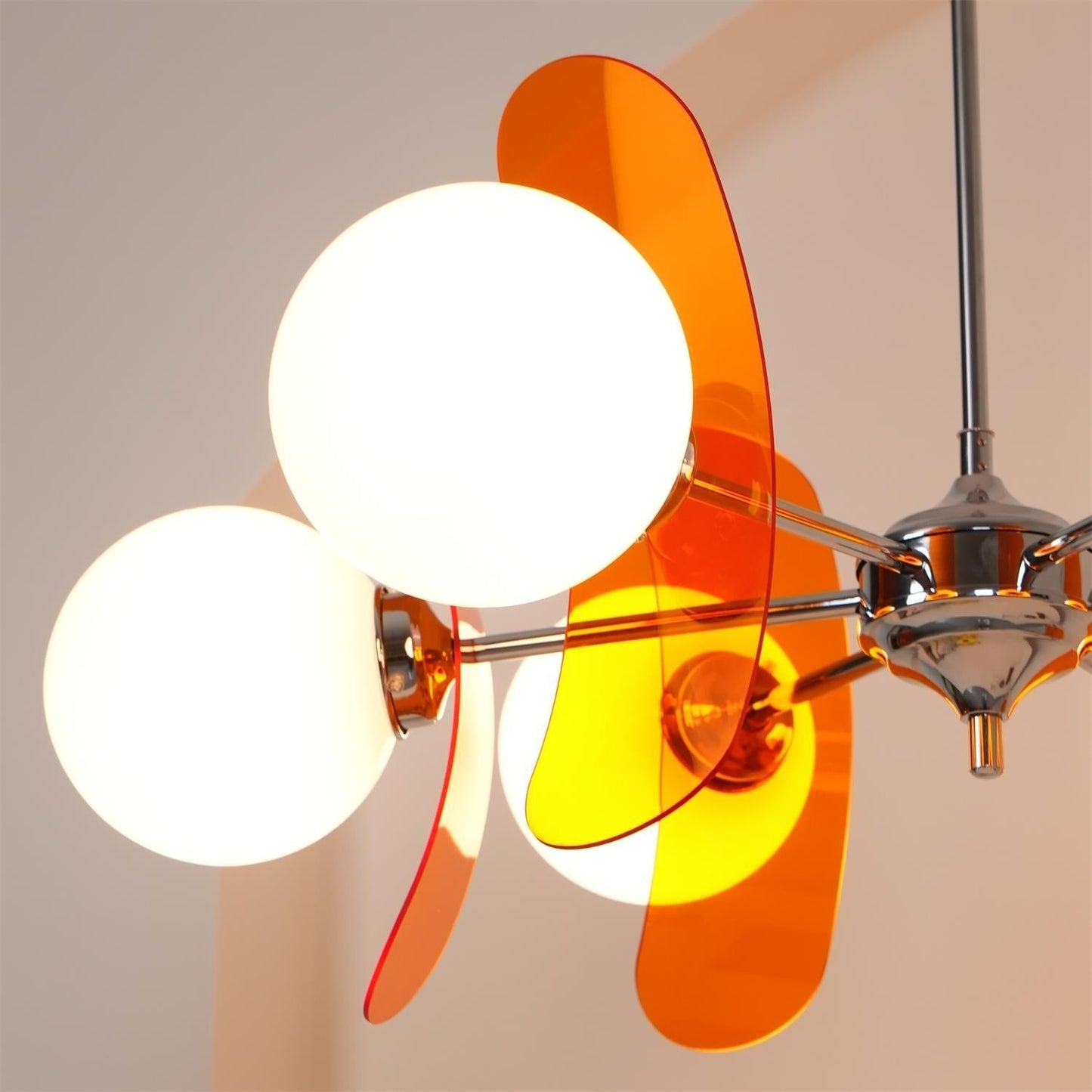 Phosphorescent Glass Arm Chandelier