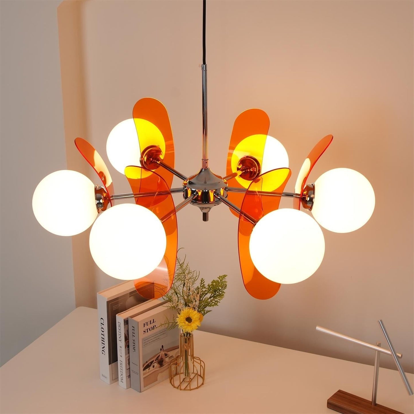 Phosphorescent Glass Arm Chandelier