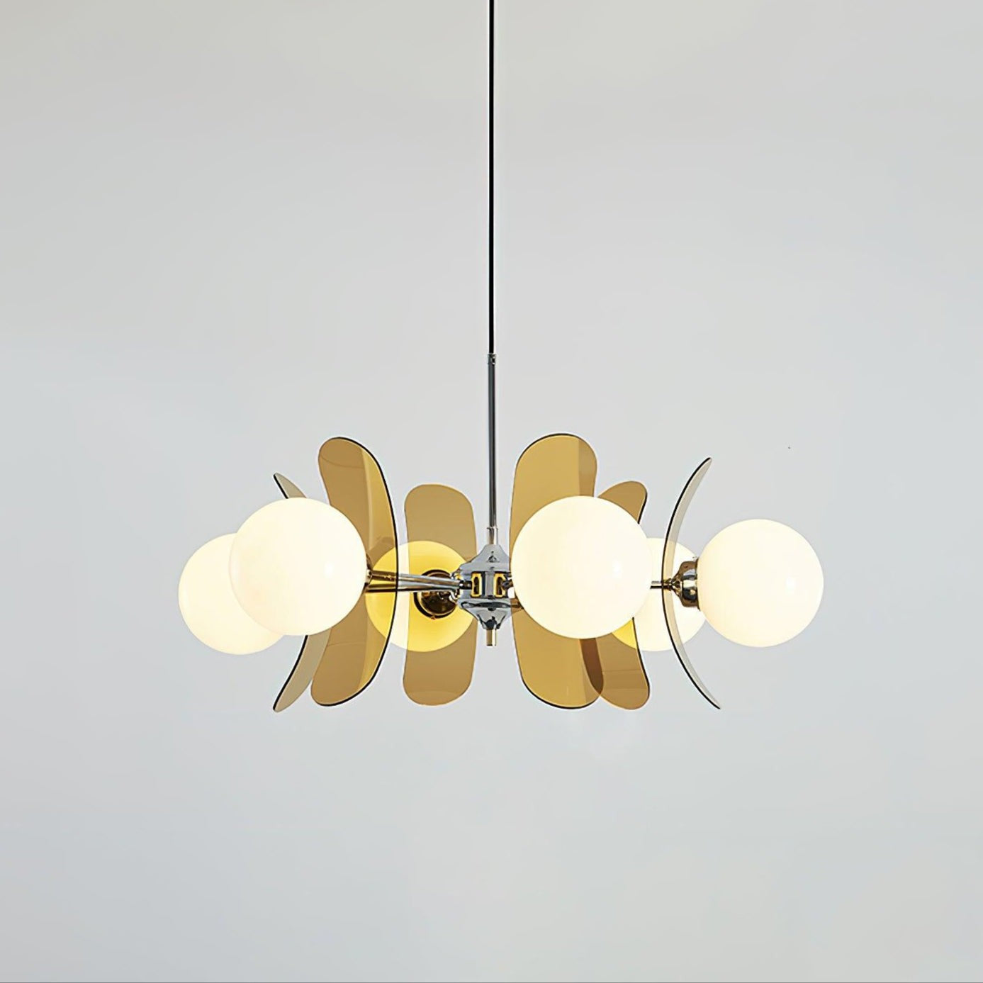 Phosphorescent Glass Arm Chandelier