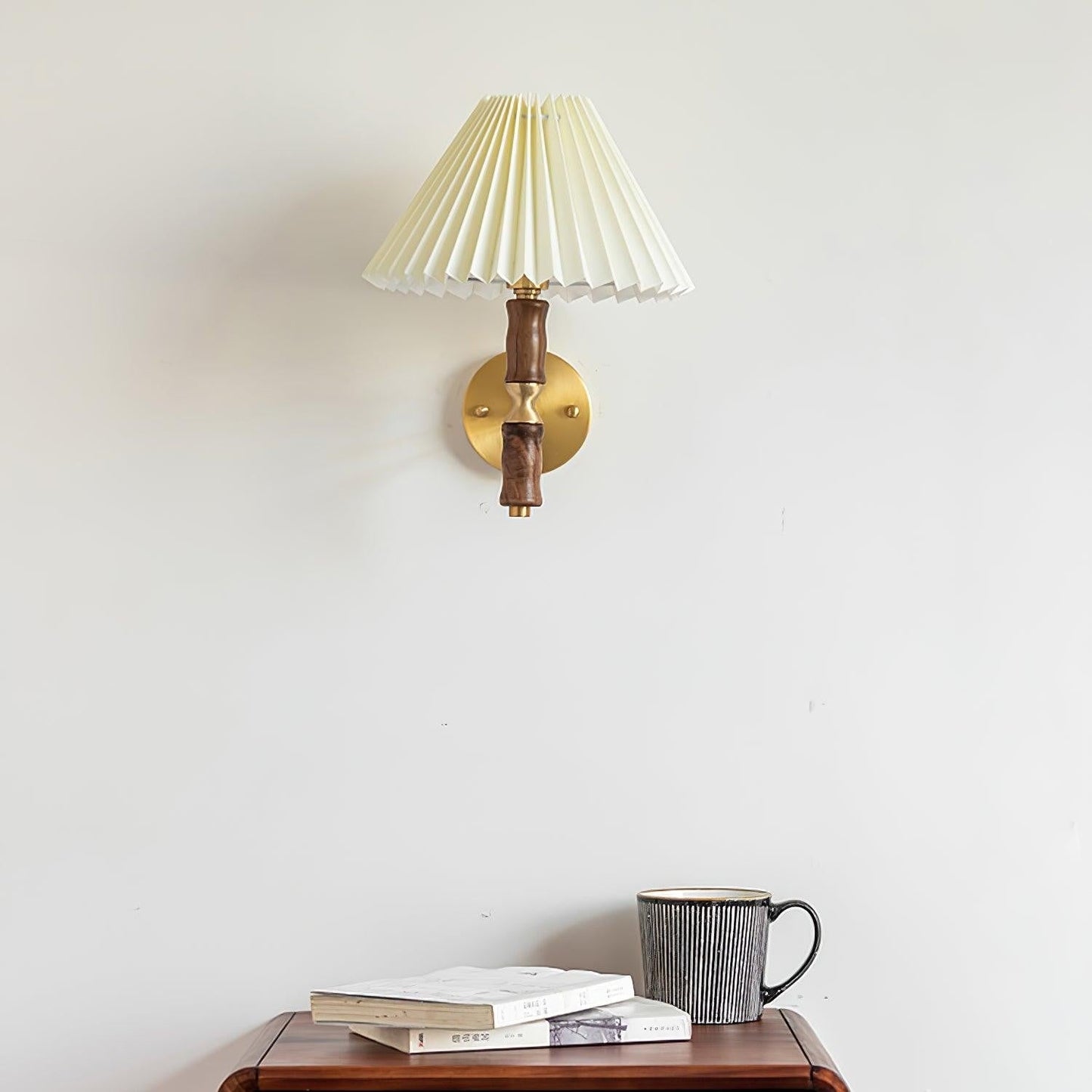 Pleated Walnut Fabric Wall Sconce