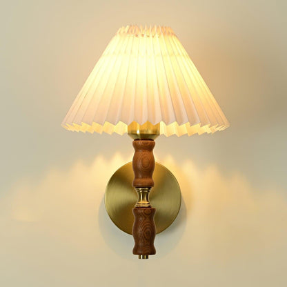 Pleated Walnut Fabric Wall Sconce