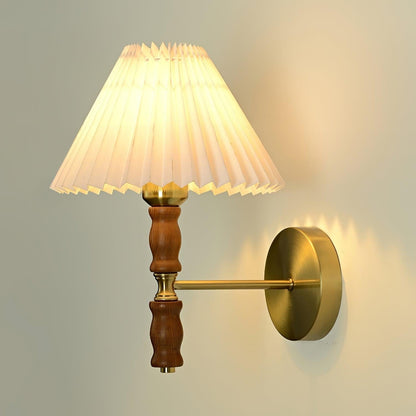 Pleated Walnut Fabric Wall Sconce