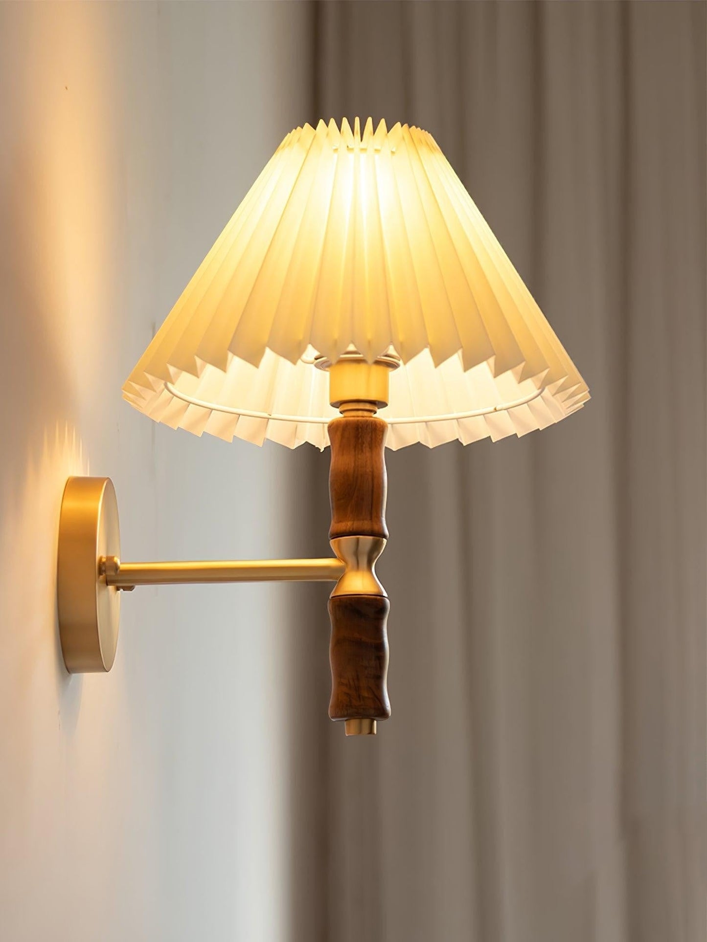 Pleated Walnut Fabric Wall Sconce