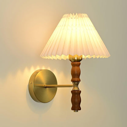 Pleated Walnut Fabric Wall Sconce