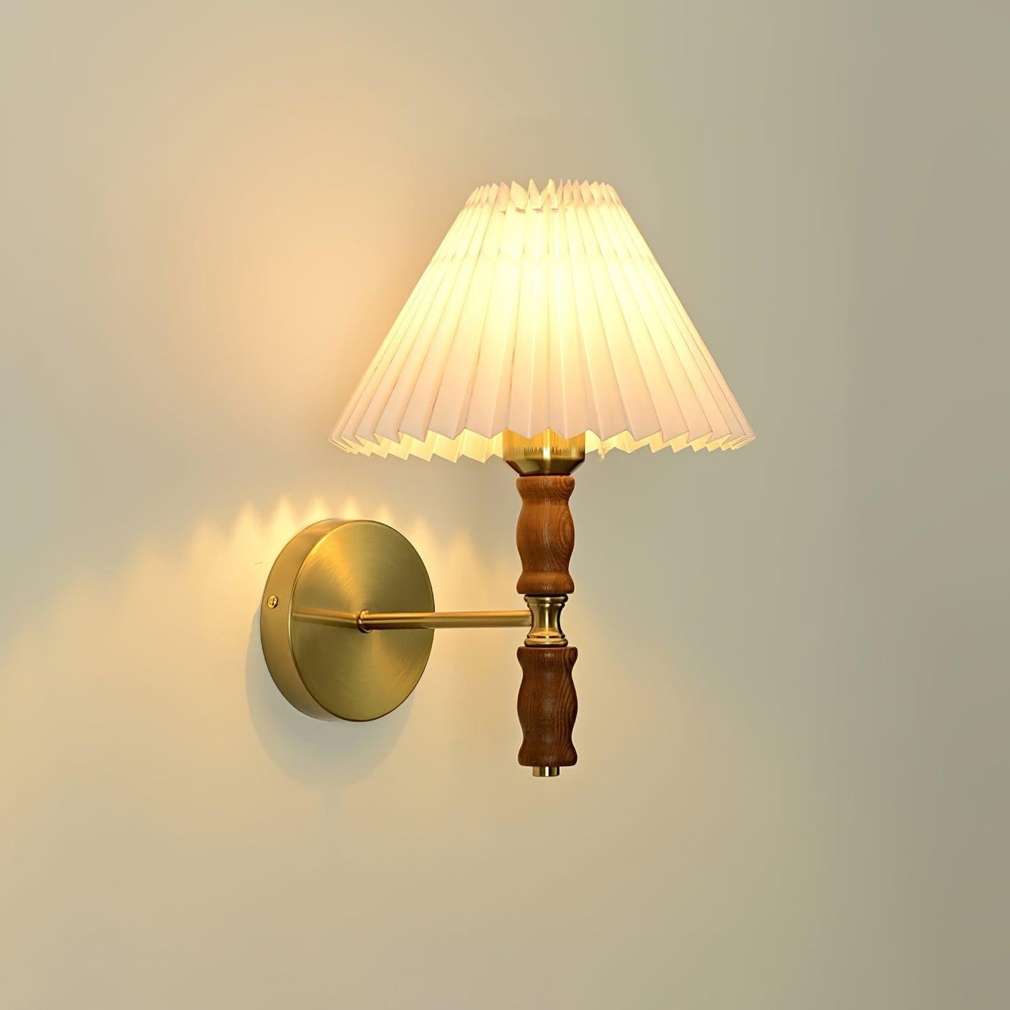 Pleated Walnut Fabric Wall Sconce
