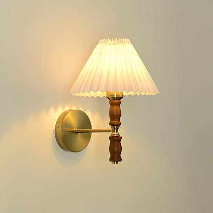 Pleated Walnut Fabric Wall Sconce