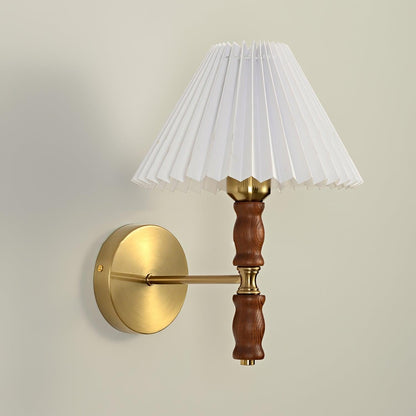 Pleated Walnut Fabric Wall Sconce