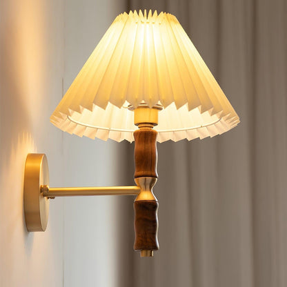 Pleated Walnut Fabric Wall Sconce