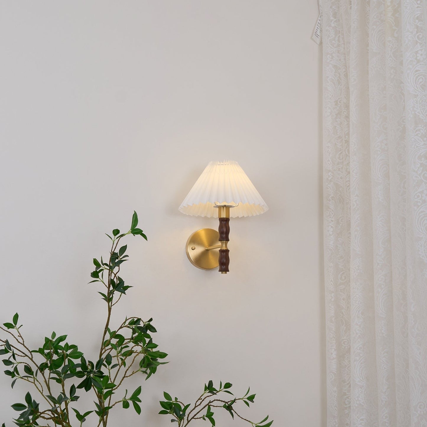 Pleated Walnut Fabric Wall Sconce