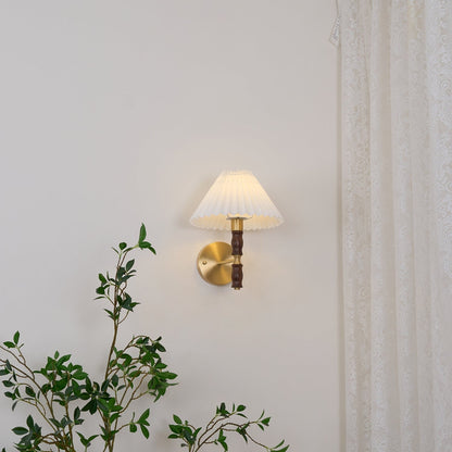 Pleated Walnut Fabric Wall Sconce