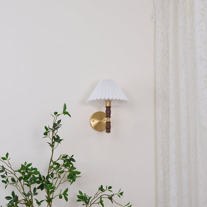 Pleated Walnut Fabric Wall Sconce