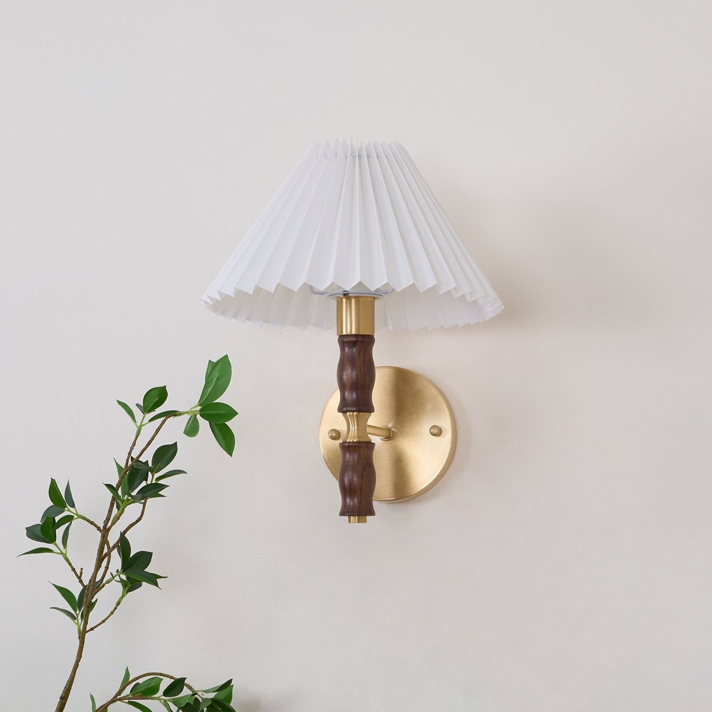 Pleated Walnut Fabric Wall Sconce