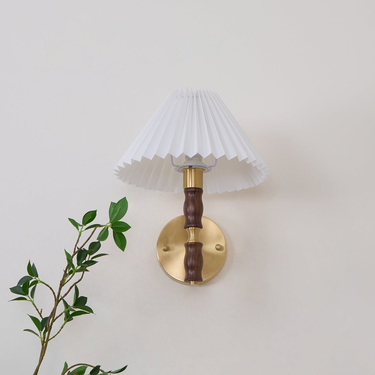 Pleated Walnut Fabric Wall Sconce