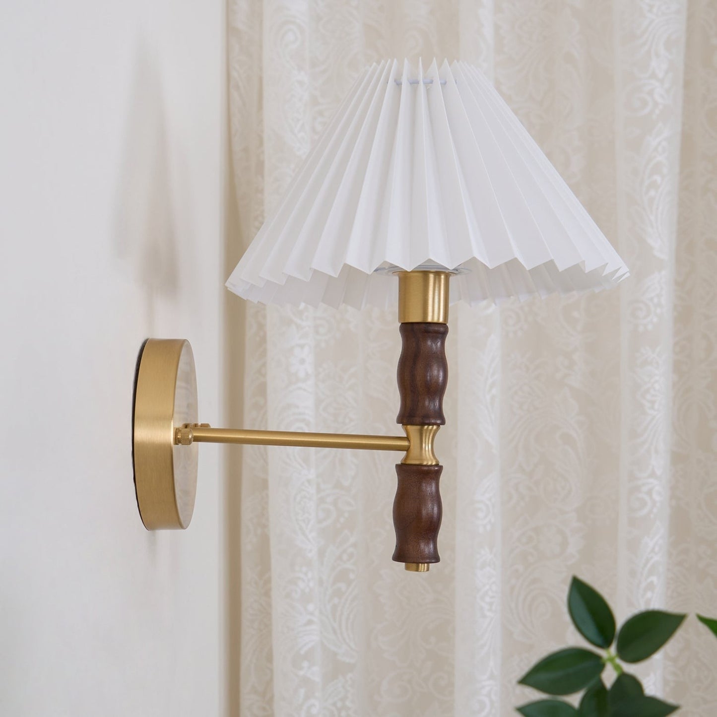 Pleated Walnut Fabric Wall Sconce
