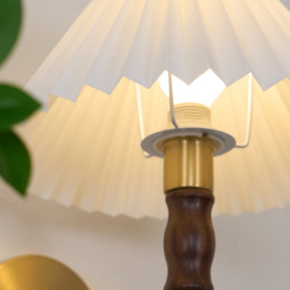 Pleated Walnut Fabric Wall Sconce