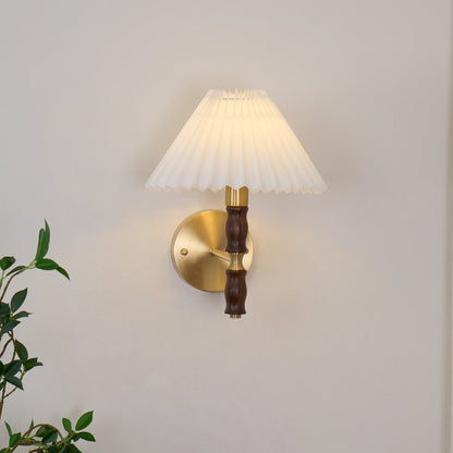 Pleated Walnut Fabric Wall Sconce