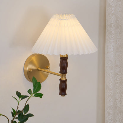 Pleated Walnut Fabric Wall Sconce