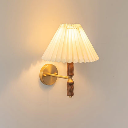 Pleated Walnut Fabric Wall Sconce