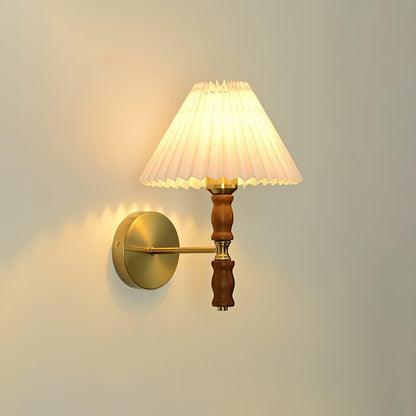Pleated Walnut Fabric Wall Sconce