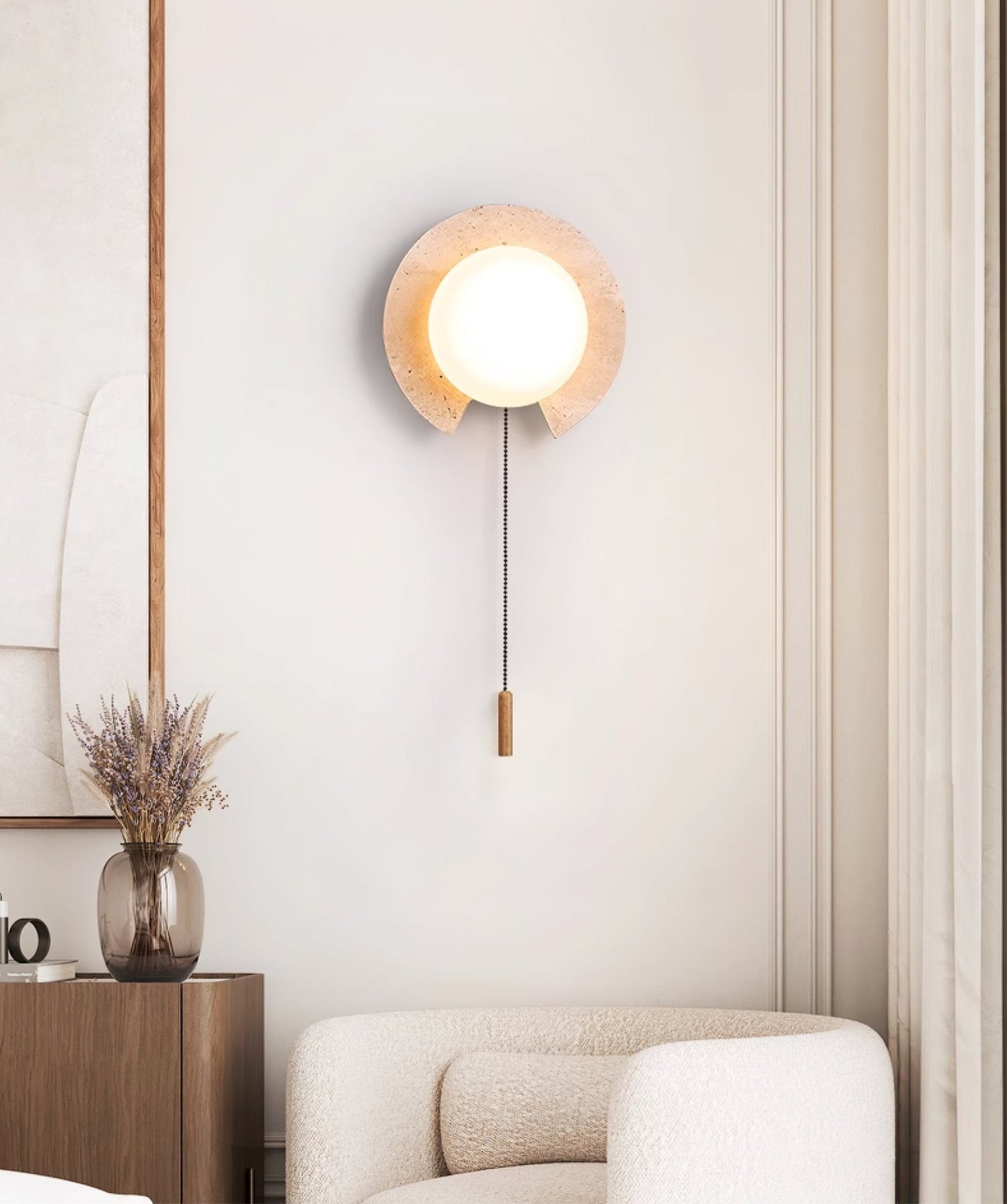 Solclip Travertine Orb Wall Light