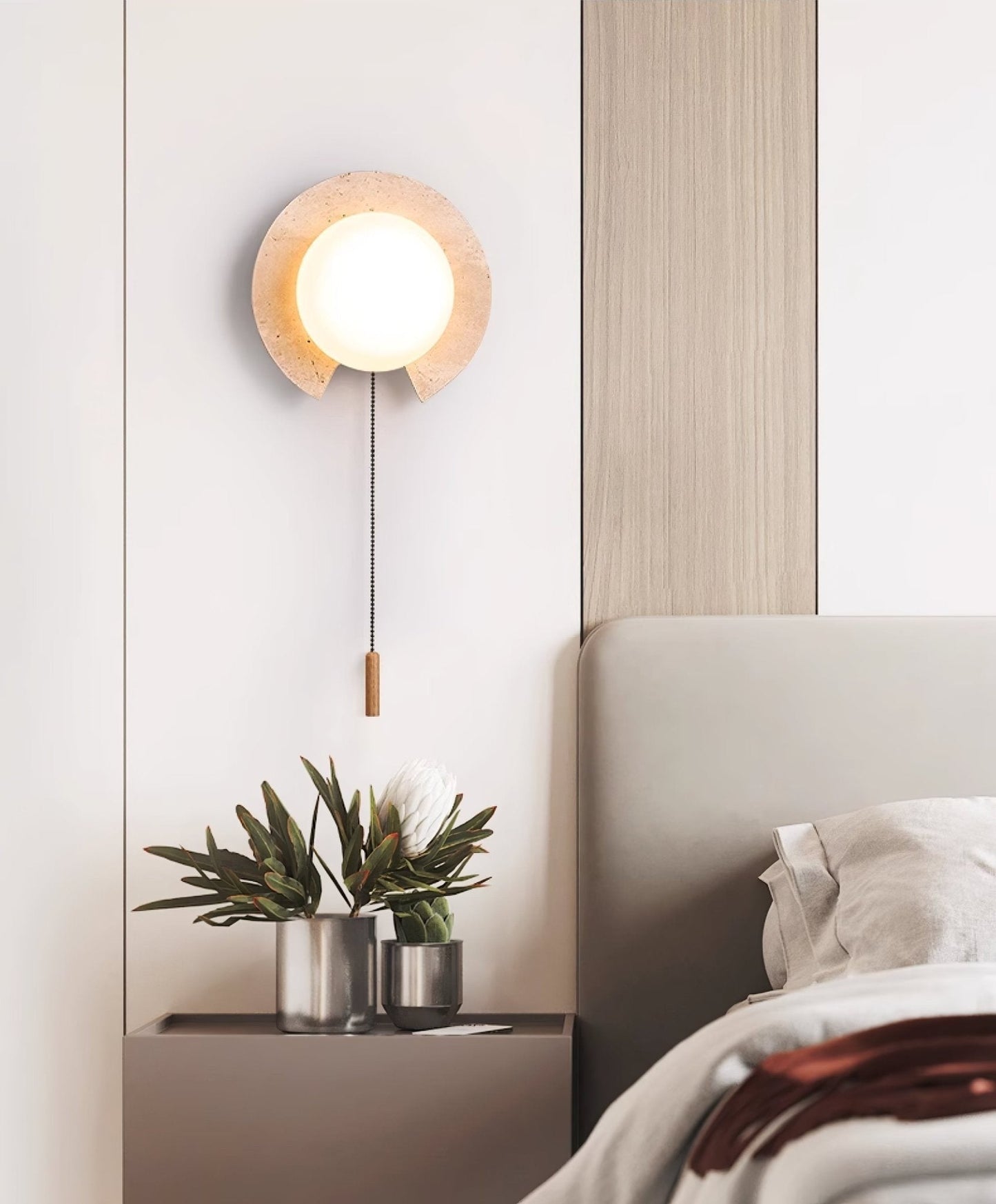 Solclip Travertine Orb Wall Light