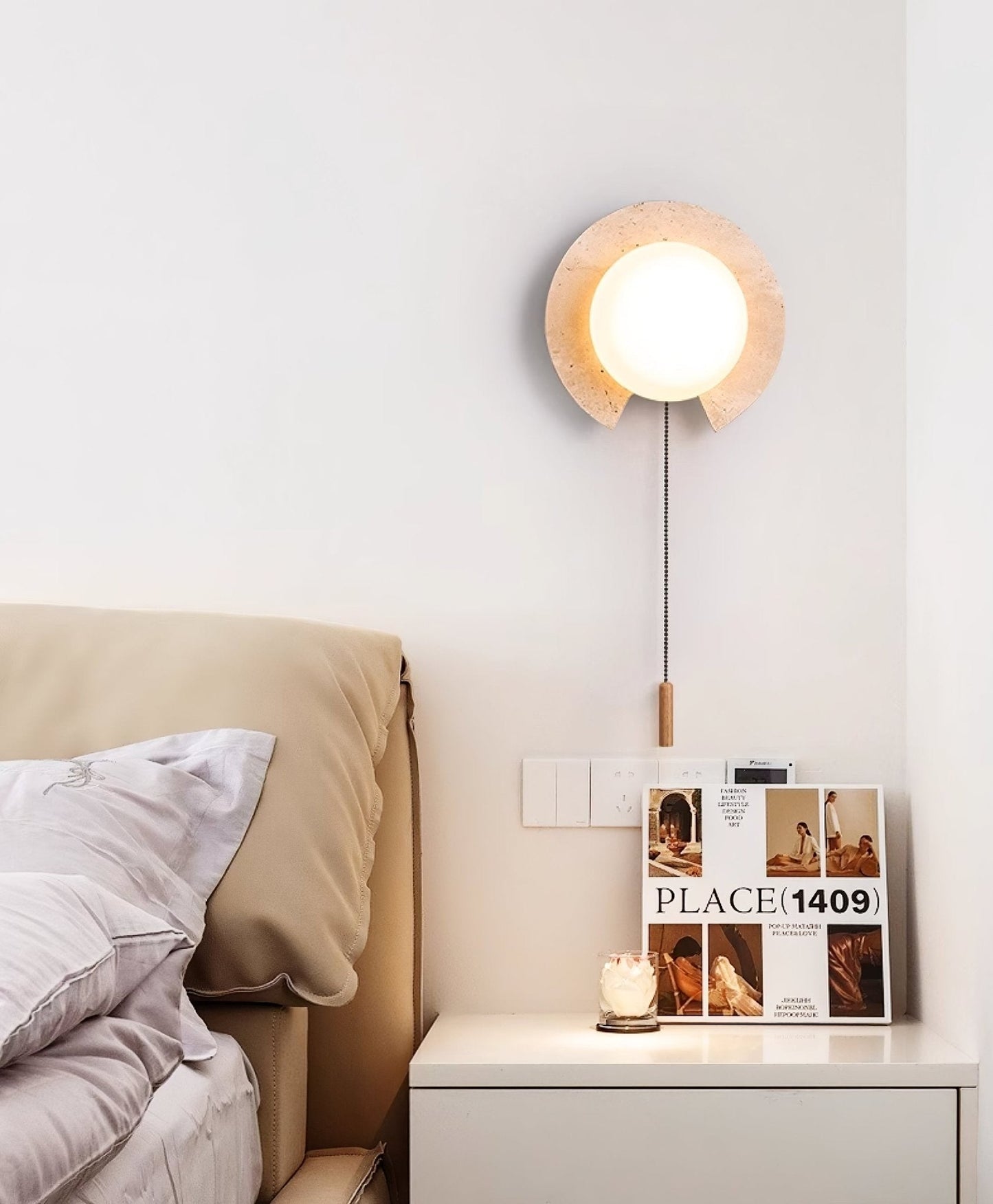 Solclip Travertine Orb Wall Light