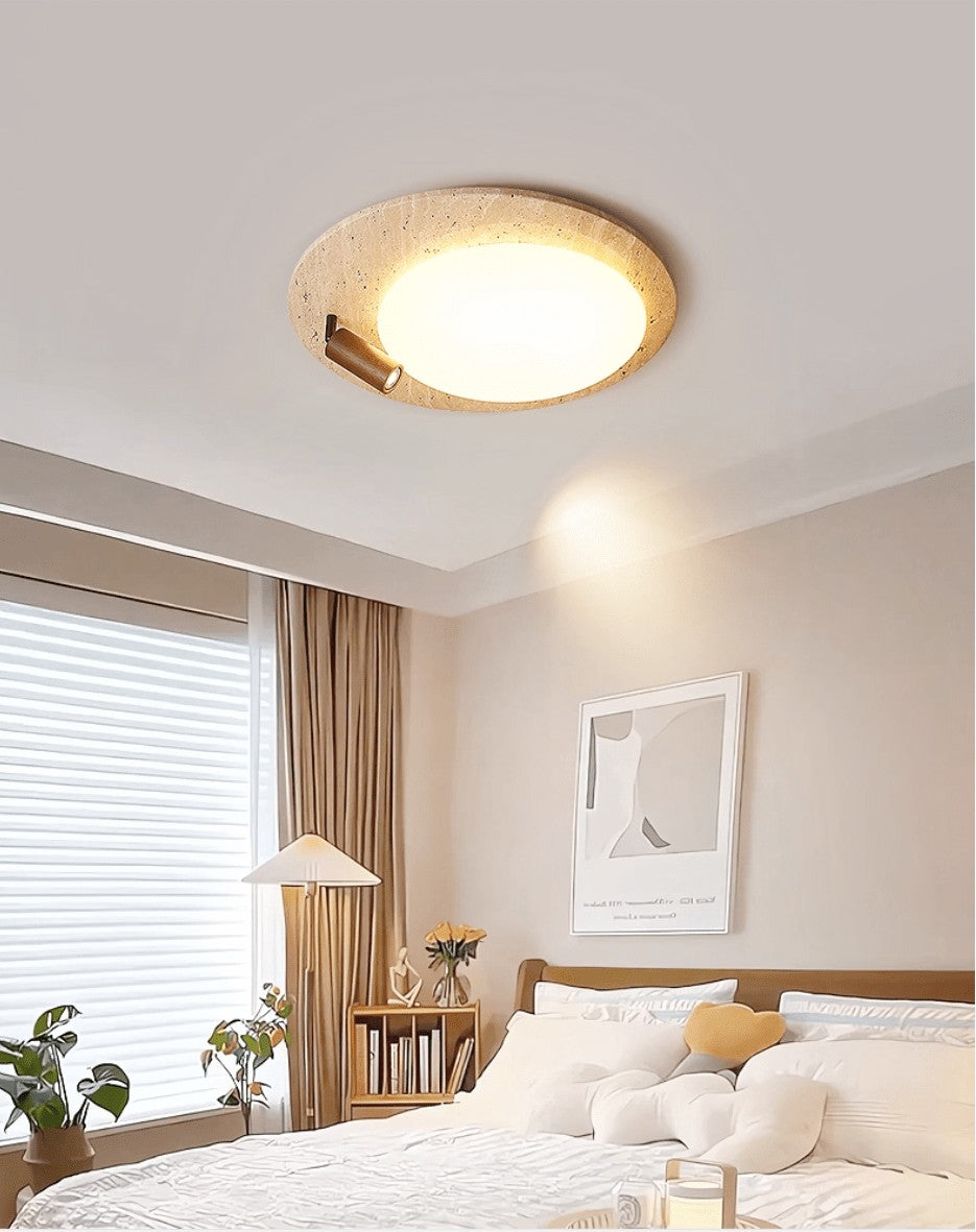 Travertine Halo Oval Ceiling Light