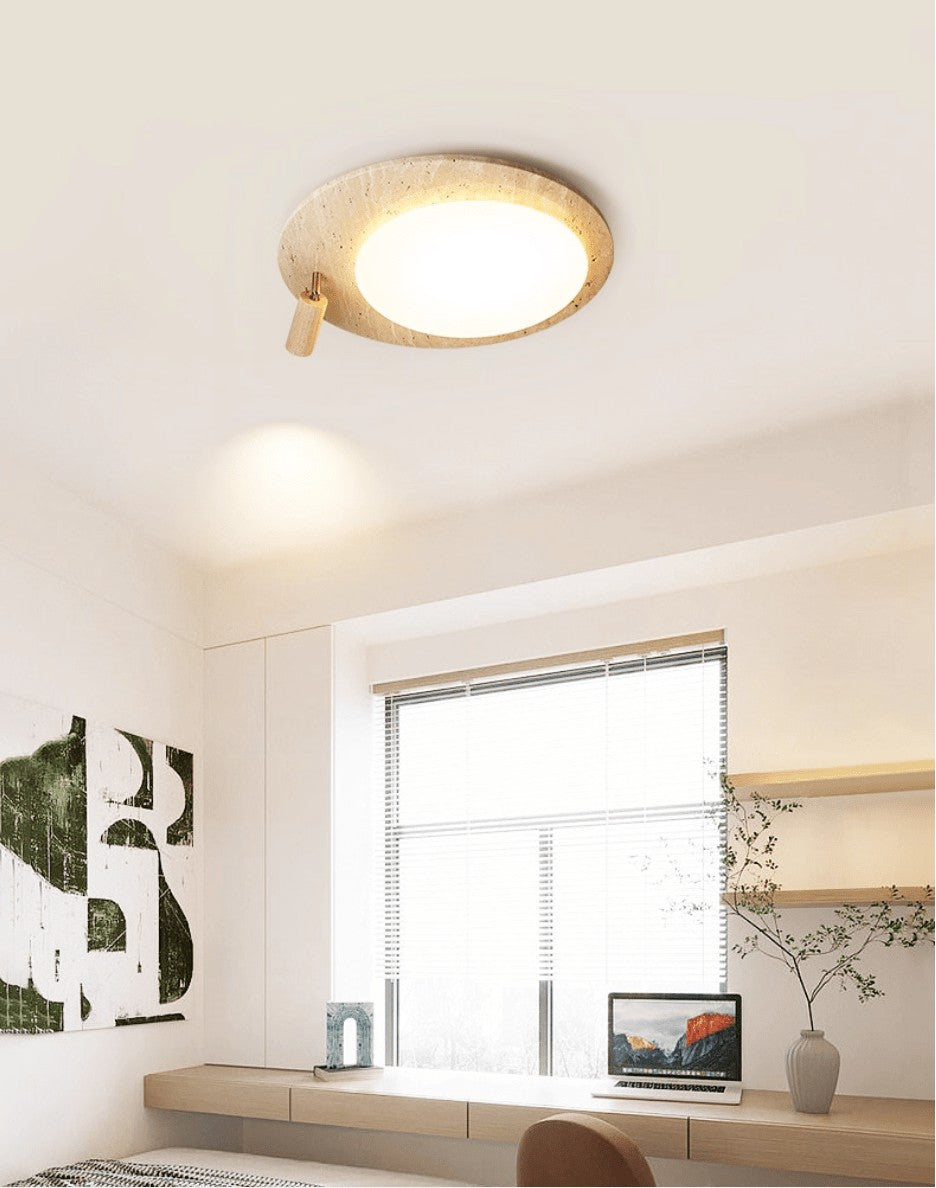 Travertine Halo Oval Ceiling Light