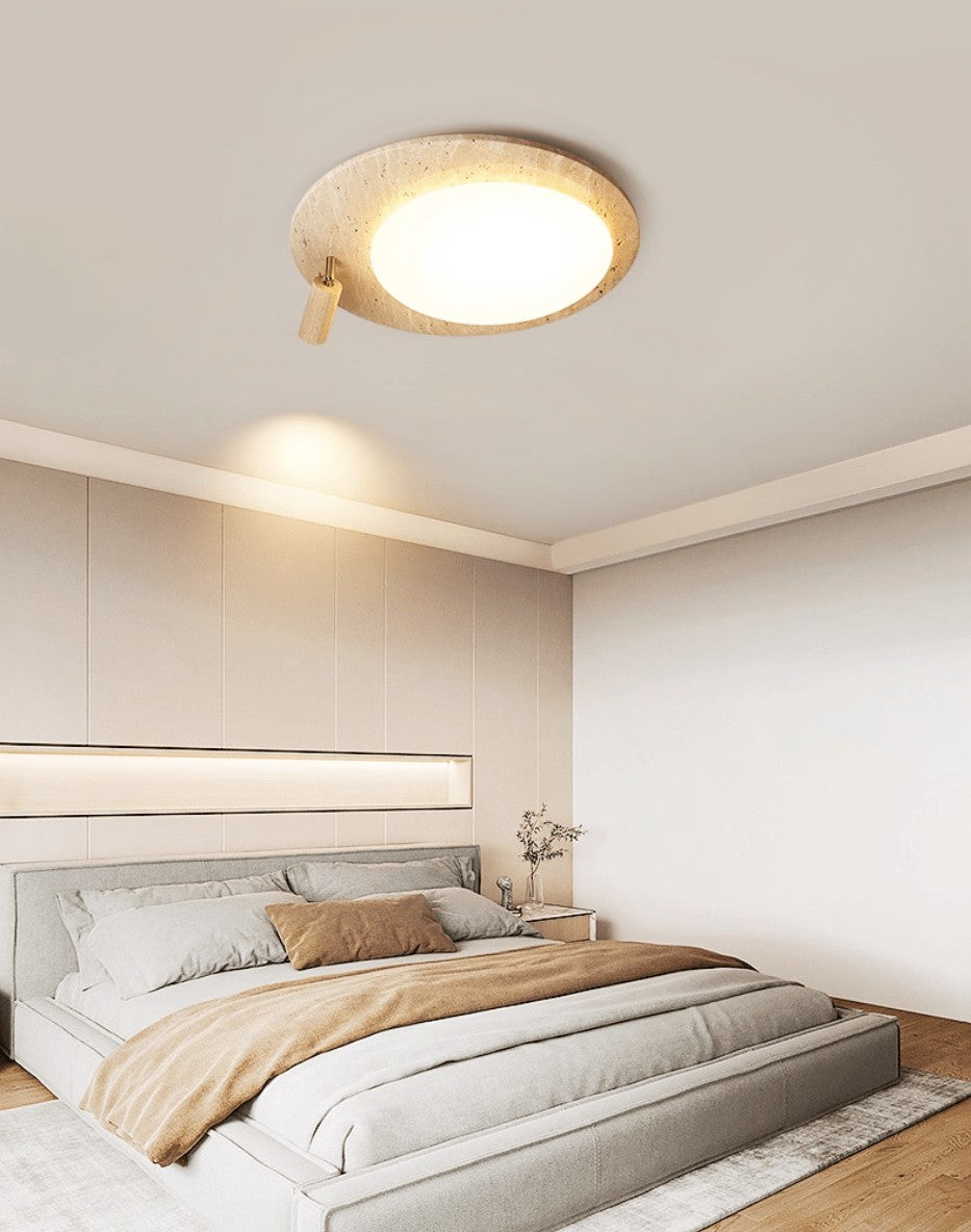 Travertine Halo Oval Ceiling Light